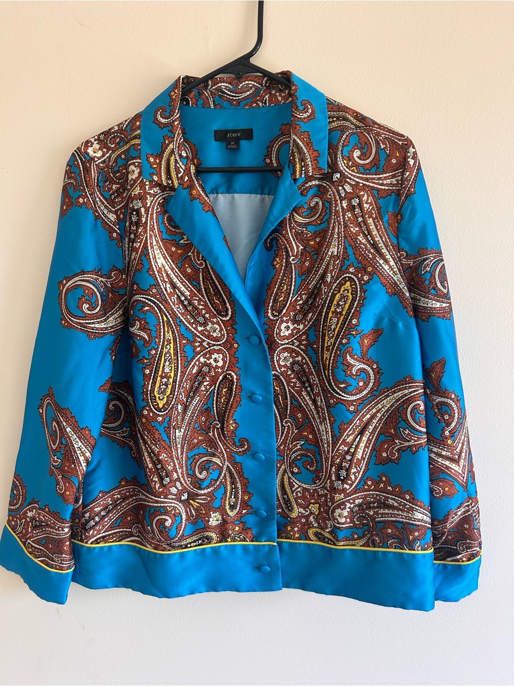 J. Crew Turquoise and Brown Paisley Button-Front Shirt